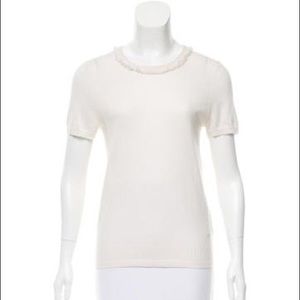 Tory Burch Cream Cashmere Ruffle Sweater